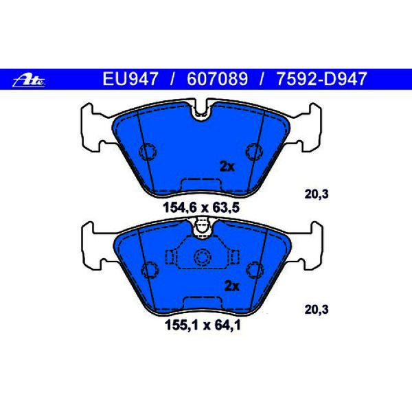 Disc Brake Pad Set - Front for 1997-2000 BMW 528i (ATE Coated 607089)