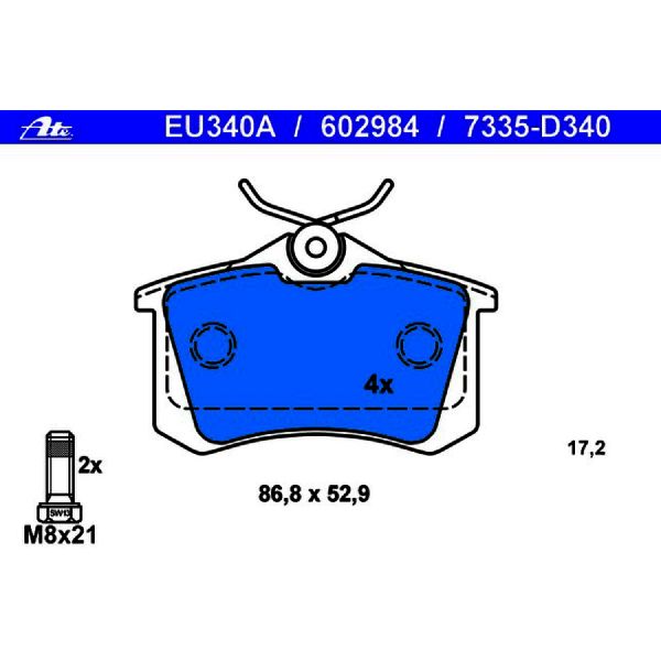 Disc Brake Pad Set - Rear for 1993-1997 Volkswagen Passat (ATE Coated 602984)