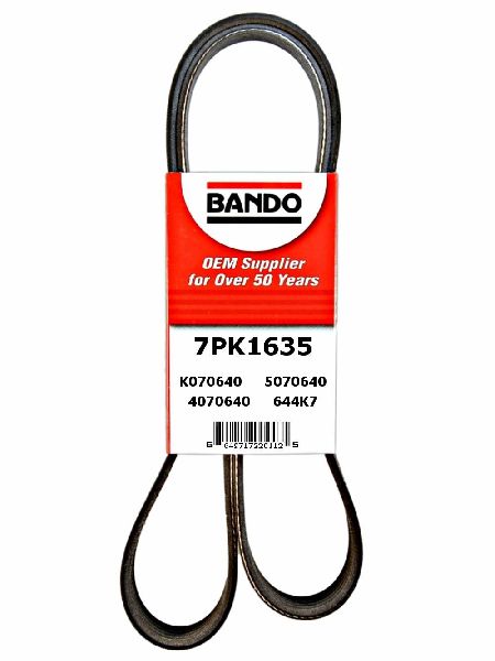 Accessory Drive Belt - Water Pump and Alternator, Water Pump, Alternator and Power Steering for 2012-2018 BMW M6 (Bando 7PK1635)