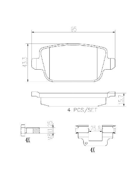 Disc Brake Pad Set - Rear for 2007-2008 Volvo S80 (Brembo P44016N)