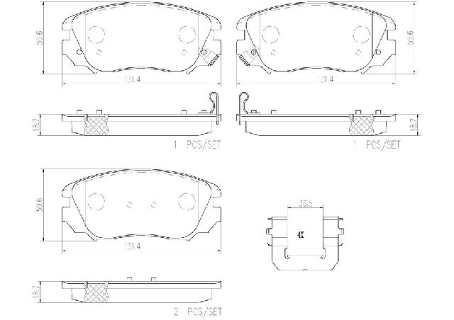 Disc Brake Pad Set - Front for 2010-2016 Buick LaCrosse (Brembo P59054N)