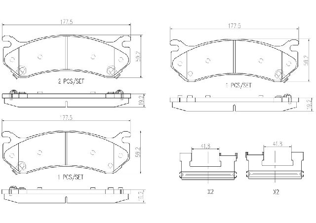 Disc Brake Pad Set - Rear for 2002-2006 Chevrolet Avalanche 2500 (Brembo P10027N)