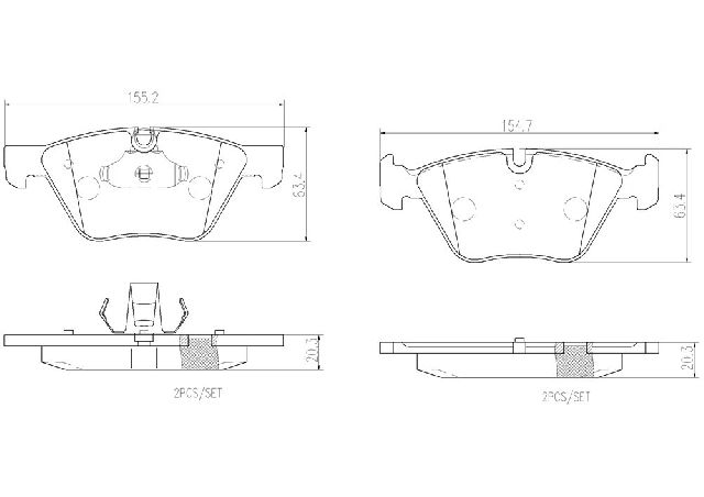 Disc Brake Pad Set - Front for 2006-2007 BMW 323i (Brembo P06036N)