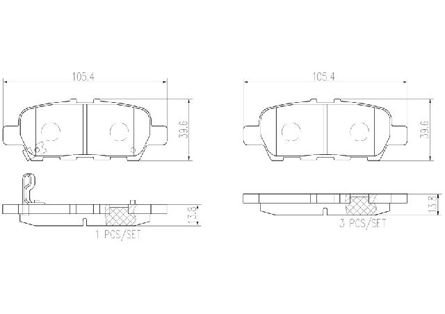 Disc Brake Pad Set - Rear for 2013-2020 Nissan Pathfinder (Brembo P56068N)