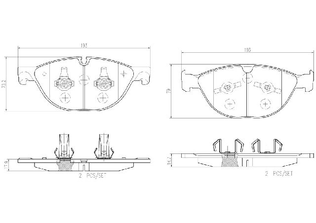 Disc Brake Pad Set - Front for 2010-2019 Jaguar XJ (Brembo P36025N)