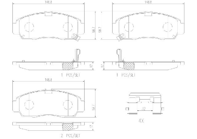 Disc Brake Pad Set - Front for 2001-2003 Acura CL (Brembo P28034N)