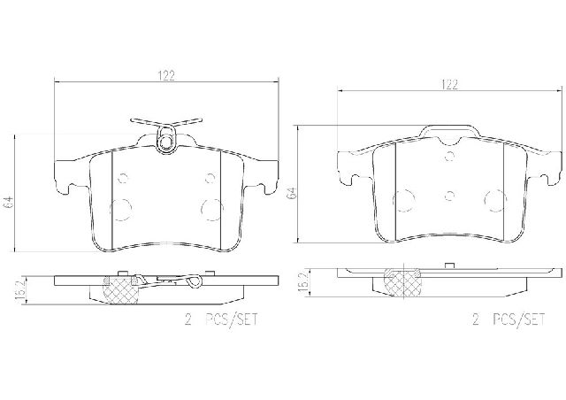 Disc Brake Pad Set - Rear for 2014-2015 Jaguar XJR (Brembo P36026N)