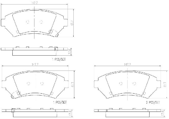 Disc Brake Pad Set - Front for 1997-2002 Cadillac Eldorado (Brembo P07006N)