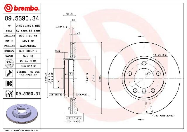 Disc Brake Rotor - Front for 1992-2005 BMW 320i (Brembo 09.5390.31)