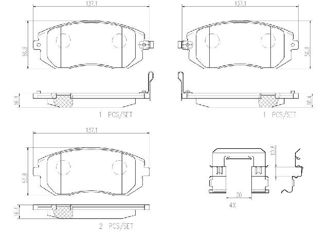 Disc Brake Pad Set - Front for 2003-2010 Subaru Forester (Brembo P78013N)