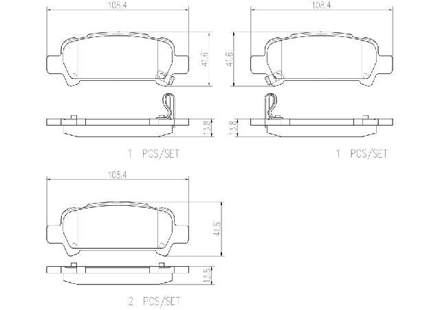 Disc Brake Pad Set - Rear for 2000-2009 Subaru Legacy (Brembo P78011N)