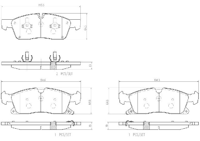 Disc Brake Pad Set - Front for 2011-2023 Dodge Durango (Brembo P37017N)
