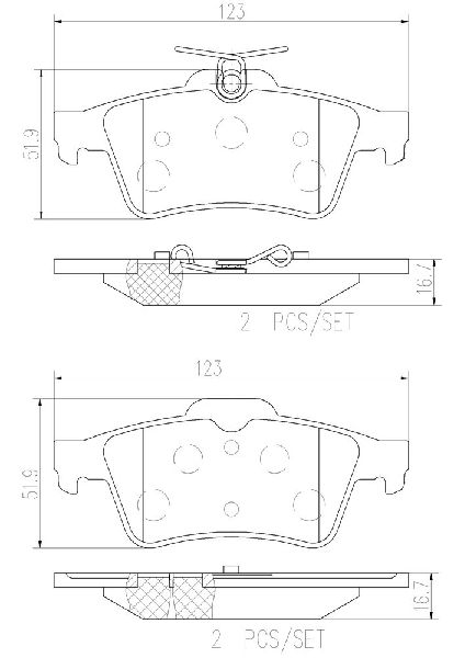 Disc Brake Pad Set - Rear for 2007-2013 Jaguar XKR (Brembo P59042N)