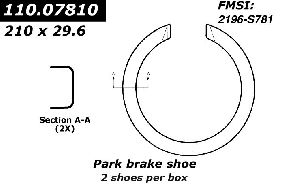 Centric Parts Parking Brake Shoe P/N:111.07810 Centric Parts Parking Brake Shoe P/N:111.07810