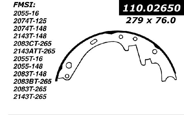 Drum Brake Shoe - Front for 1967-1972 Ford Custom (Centric 111.02650)