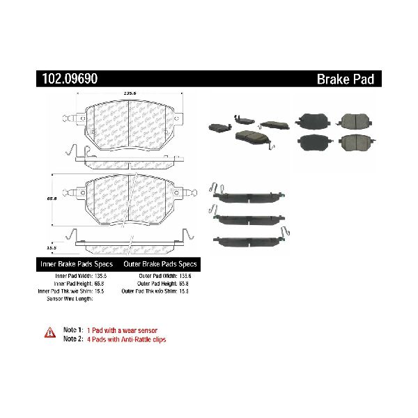 Disc Brake Pad Set - Front for 2003-2005 INFINITI FX45 (Centric 102.09690)