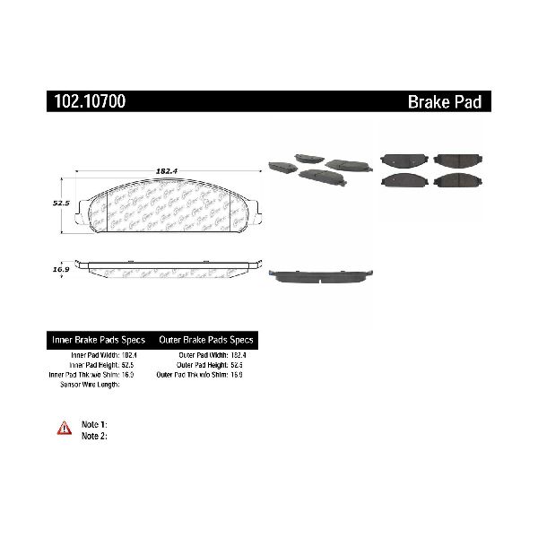 Disc Brake Pad Set - Front for 2005-2007 Ford Freestyle (Centric 102.10700)