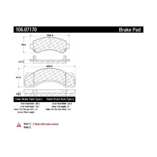 Disc Brake Pad Set - Front, Rear for 1992-1995 Freightliner MB70 (Centric 106.07170)