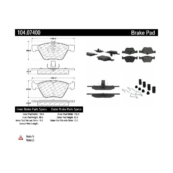 Disc Brake Pad Set - Front for 2004-2008 Chrysler Crossfire (Centric 104.07400)