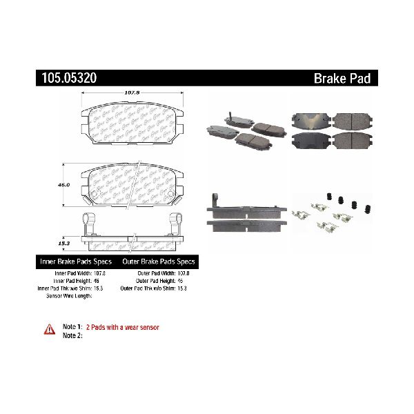 Disc Brake Pad Set - Front, Rear for 1994-1995 Eagle Talon (Centric 105.05320)