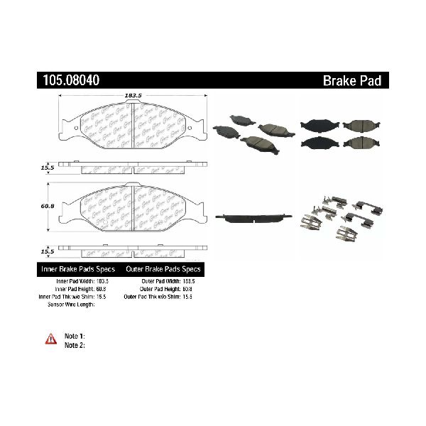Disc Brake Pad Set - Front for 1999-2004 Ford Mustang (Centric 105.08040)