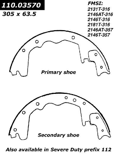 Drum Brake Shoe - Rear for 1994 Dodge B250 (Centric 111.03570)