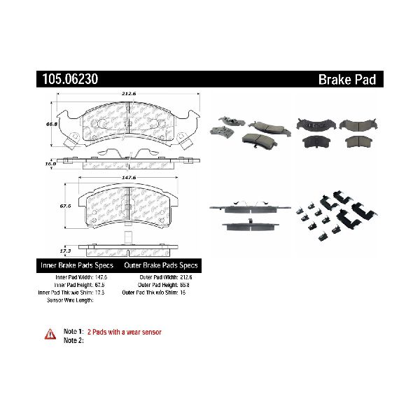 Disc Brake Pad Set - Front for 1994-1997 Pontiac Firebird (Centric 105.06230)