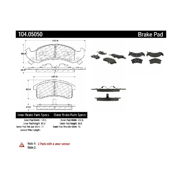 Disc Brake Pad Set - Front for 1992-1993 Buick LeSabre (Centric 104.05050)