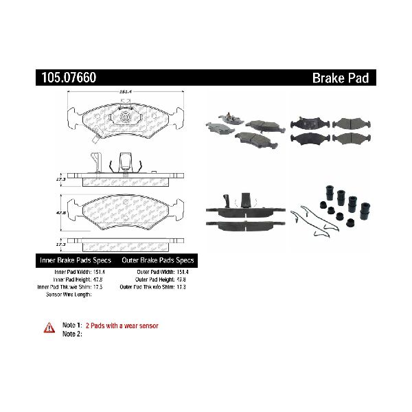 Disc Brake Pad Set - Front for 1994-2000 Kia Sephia (Centric 105.07660)
