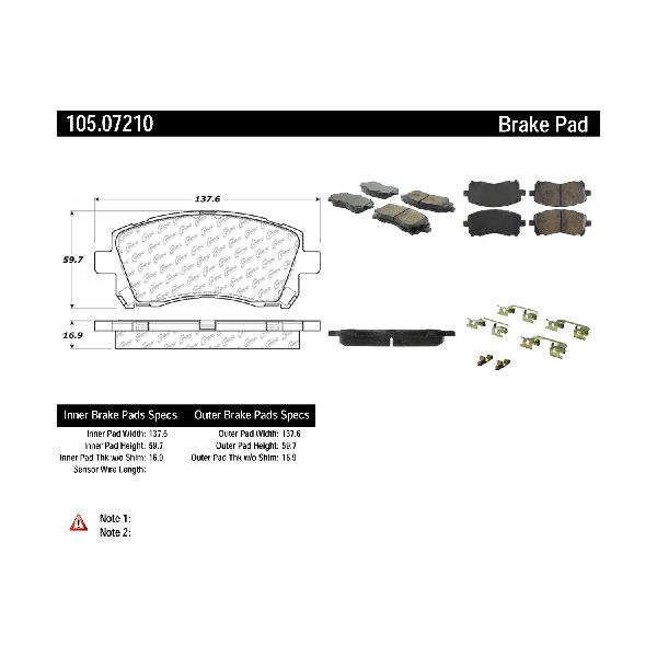 Disc Brake Pad Set - Front for 1997-2002 Subaru Legacy (Centric 105.07210)