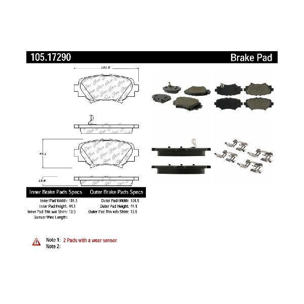 Disc Brake Pad Set - Rear for 2014-2018 Mazda 3 (Centric 105.17290)