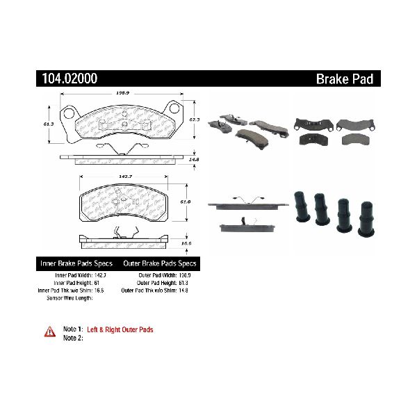 Disc Brake Pad Set - Front for 1982-1987 Lincoln Continental (Centric 104.02000)