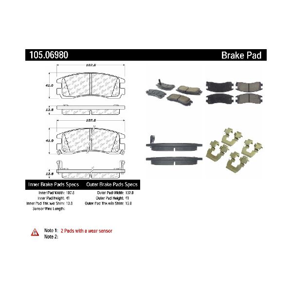 Disc Brake Pad Set - Rear for 2004-2005 Buick Century (Centric 105.06980)