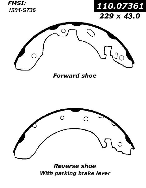Drum Brake Shoe - Rear for 1999-2002 Mercury Cougar (Centric 111.07361)