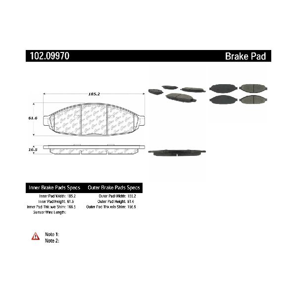 Disc Brake Pad Set - Front for 2004-2008 Chrysler Pacifica (Centric 102.09970)