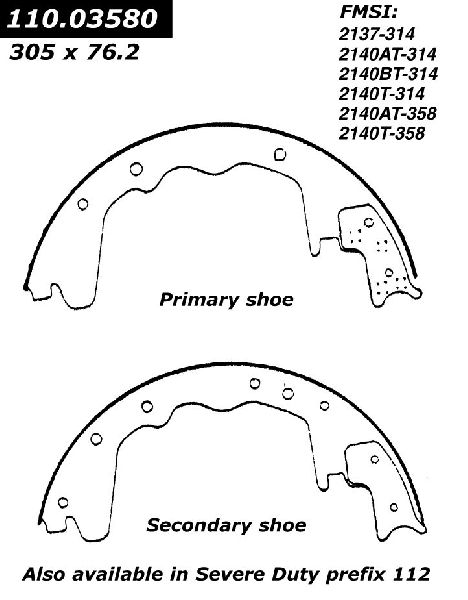 Drum Brake Shoe - Rear for 1994 Dodge B250 (Centric 111.03580)