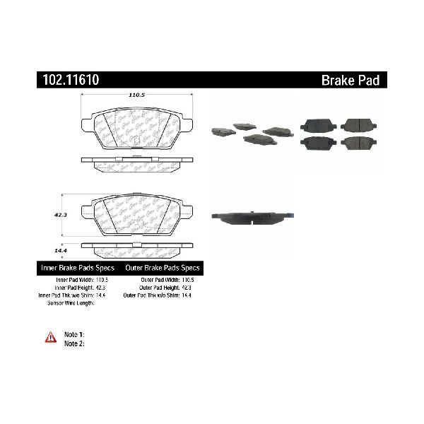 Disc Brake Pad Set - Rear for 2006-2011 Mercury Milan (Centric 102.11610)