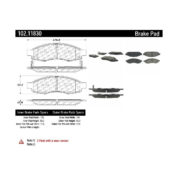 Disc Brake Pad Set - Front for 2005-2006 Nissan Armada (Centric 102.11830)