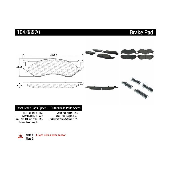 Disc Brake Pad Set - Front for 2004-2006 Dodge Durango (Centric 104.08970)