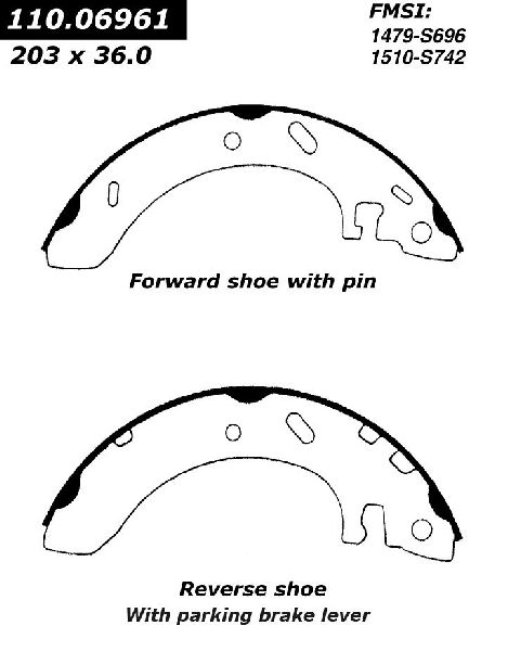 Drum Brake Shoe - Rear for 1999-2002 Mercury Cougar (Centric 111.06961)