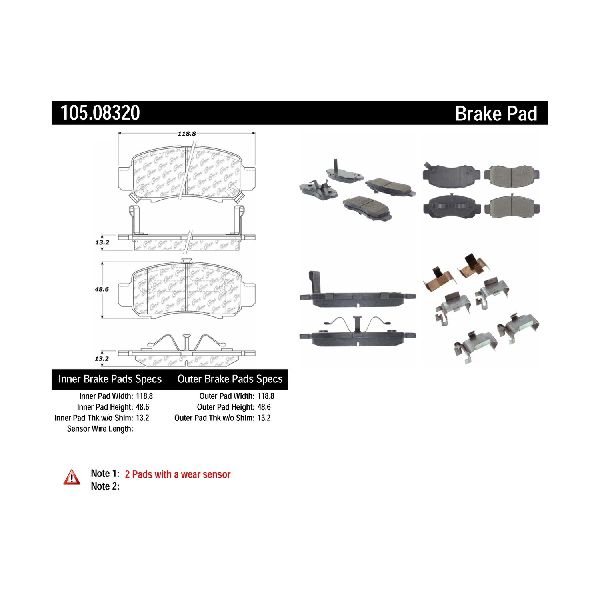 Disc Brake Pad Set - Front for 2000-2006 Honda Insight (Centric 105.08320)