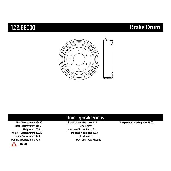 Brake Drum - Rear for 1969-1970 Chevrolet Blazer (Centric 122.66000)