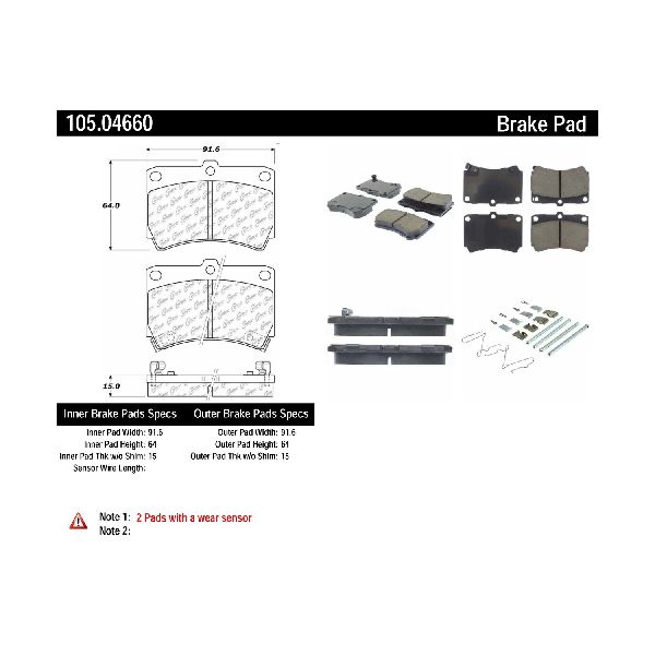 Disc Brake Pad Set - Front for 2001-2002 Kia Rio (Centric 105.04660)