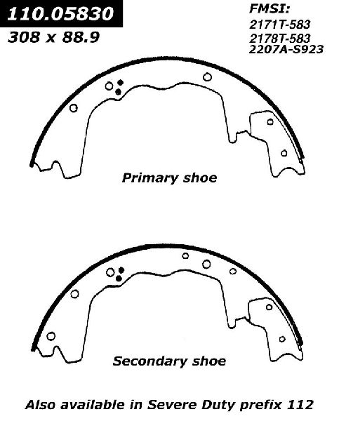Drum Brake Shoe - Rear for 1998 Dodge B3500 (Centric 111.05830)