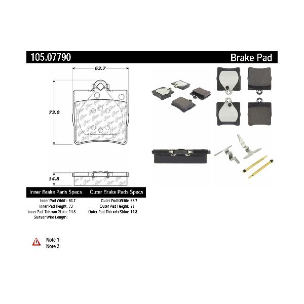 Disc Brake Pad Set - Rear for 2004-2008 Chrysler Crossfire (Centric 105.07790)