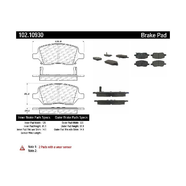 Disc Brake Pad Set - Rear for 2005-2007 Saturn Relay (Centric 102.10930)