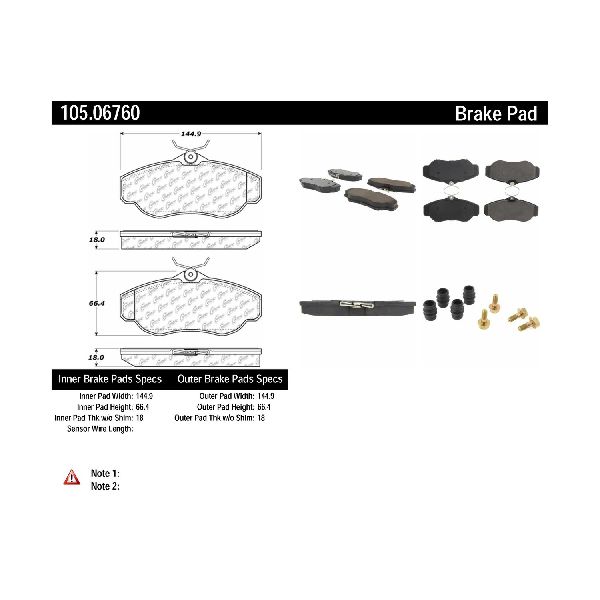 Disc Brake Pad Set - Front for 1995-2002 Land Rover Range Rover (Centric 105.06760)