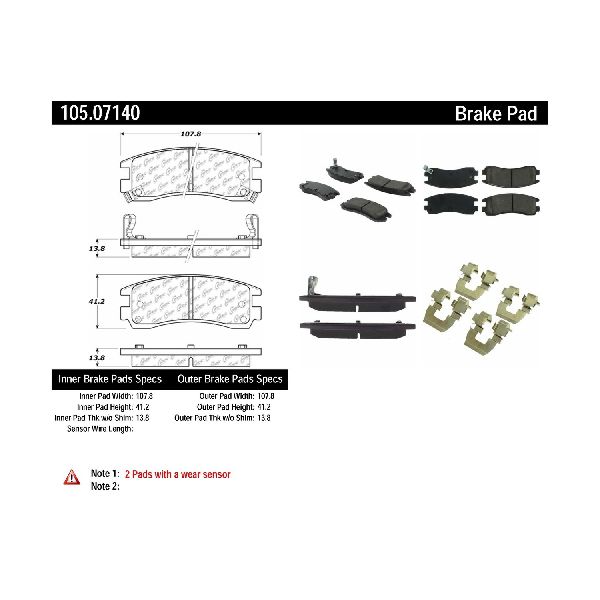 Disc Brake Pad Set - Rear for 1992-2002 Cadillac Eldorado (Centric 105.07140)
