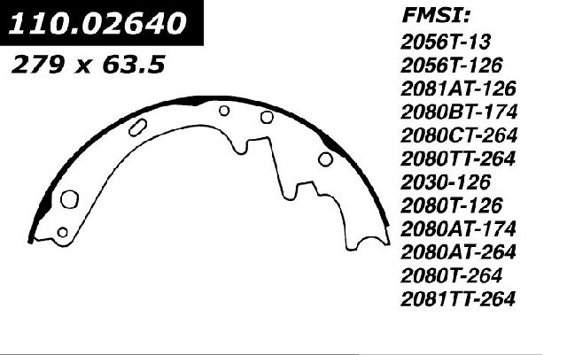 Drum Brake Shoe - Front, Rear for 1964-1972 Ford Custom (Centric 111.02640)