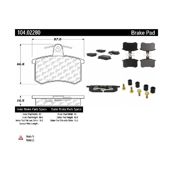 Disc Brake Pad Set - Rear for 1992-1994 Audi S4 (Centric 104.02280)